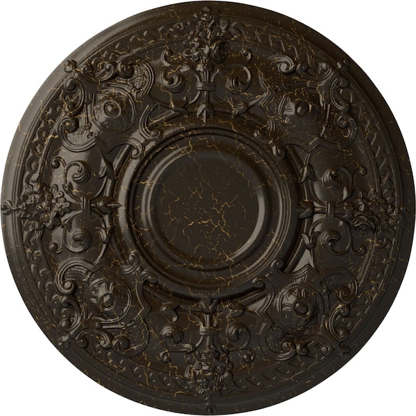 Ekena Millwork Oslo Ceiling Medallion (Fits Canopies up to 10 1/2"), 28 1/8"OD x 1 3/4"P, Stone Hearth Crackle CM28OSSHC - main